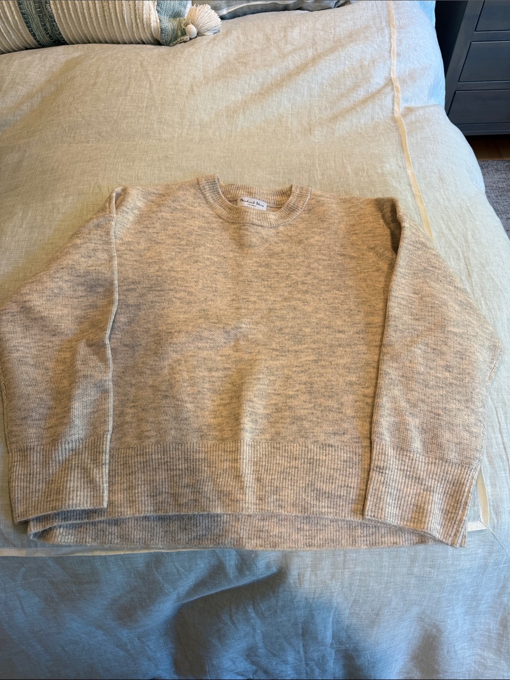 Michael Stars Heathered Oatmeal Chunky Knit Crewneck Sweater Medium NWOT